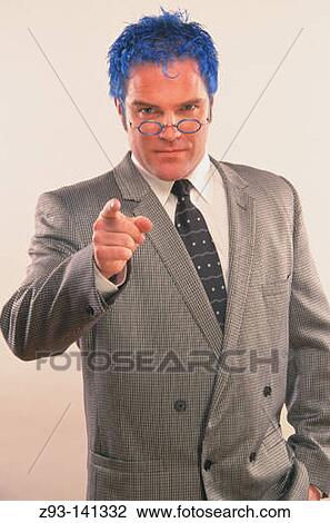 Stock Image - Blue-haired businessman. Fotosearch