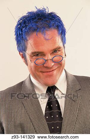 Stock Photo - Blue-haired businessman. Fotosearch