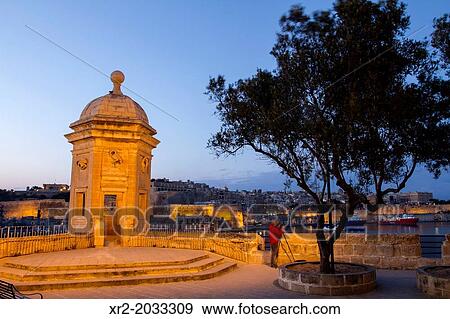 Blue hour in the Gardjola of Senglea, Malta. View Large Photo Image Stock Photo - Blue hour in the Gardjola of Senglea, Malta.. Fotosearch