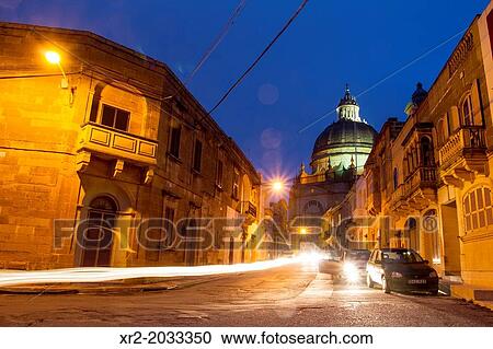 Blue hour in Xewkija Rotunda church, Gozo island, Malta. View Large Photo Image Stock Image - Blue hour in Xewkija Rotunda church, Gozo island, Malta.. Fotosearch