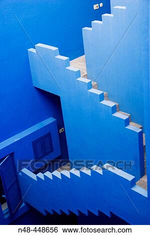 Blue stairs View Large Photo Image Stock Photograph - Blue stairs. Fotosearch