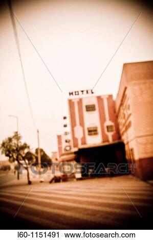 Stock Image - Blurred hotel in Morocco. Fotosearch