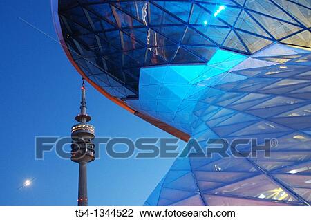 Stock Image - BMW Welt Munich Night Scene. Fotosearch