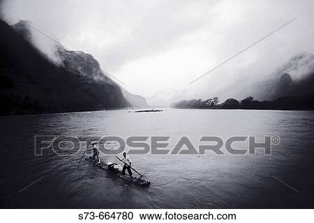 Stock Image - Boat on Li River, Guilin. China. Fotosearch