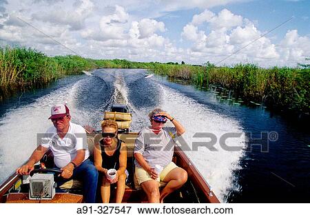 Stock Photo - Boat ride on Lake Okeechobee, The Everglades, Florida. USA.. Fotosearch