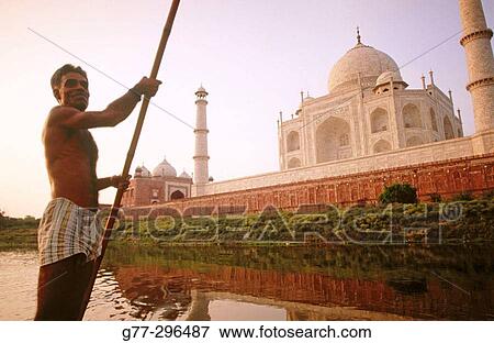 Boatman in Taj Mahal. Agra. Uttar Pradesh, India View Large Photo Image Stock Photo - Boatman in Taj Mahal. Agra. Uttar Pradesh, India. Fotosearch
