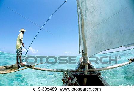 Stock Photo - Boatman in Zanzibar, Tanzania. Fotosearch