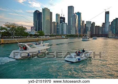 Boats returning from Michigan Lake entering Chicago River. View Large Photo Image Stock Image - Boats returning from Michigan Lake entering Chicago River.. Fotosearch