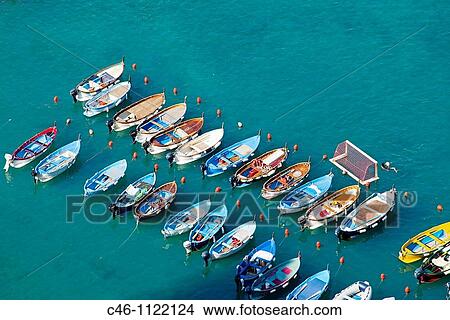 Picture - Boats. Vernazza. Cinque Terre. Liguria. Italian Riviera. Italy.. Fotosearch