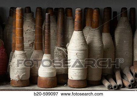 Stock Photo - Bobbins. Boinas La Encartada Museum. Balmaseda. Vizcaia. Basque Country. Spain. Fotosearch