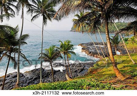 Stock Image - Boca do Inferno Mouth of Hell on the East coast of Sao Tome Island, Republic of Sao Tome and Principe, Africa.. Fotosearch