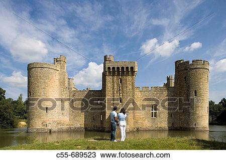 Stock Image - Bodiam Castle, 1385-1388, Rother river, Kent, UK. Fotosearch