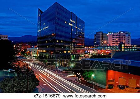 Boise, night lights downtown in the capitol city of Boise in southern Idaho View Large Photo Image Stock Photo - Boise, night lights downtown in the capitol city of Boise in southern Idaho. Fotosearch