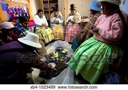 Stock Photo - Bolivia, El Alto, knitting.. Fotosearch