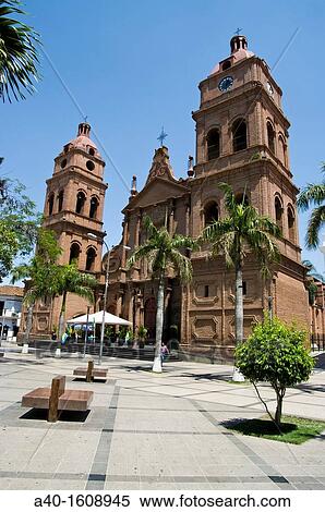 Stock Photography - Bolivia. Santa Cruz city. The Cathedral of San Lorenzo (1770-1838) in the square September 24.. Fotosearch