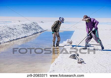 Bolivian salt miners extract salt from Uyuni salt flats, Salar de Uyuni, Bolivia, South America. View Large Photo Image Stock Image - Bolivian salt miners extract salt from Uyuni salt flats, Salar de Uyuni, Bolivia, South America.. Fotosearch