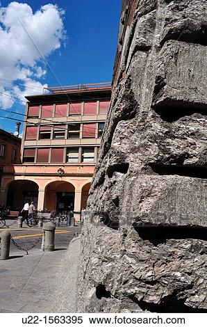 Stock Photography - Bologna (Italy): Piazza di Porta Ravegnana, seen from a corner of Torre Garisenda. Fotosearch