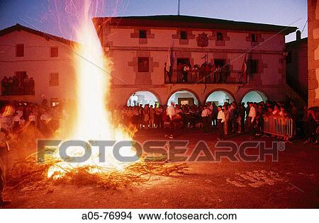 Picture - Bonfire. Saint John's night. Abaltzisketa. Guipzcoa. Euskadi. Spain.. Fotosearch