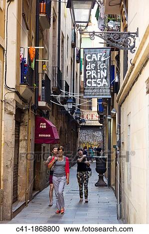 Born district, Ciutat Vella (Old Town), Barcelona, Spain View Large Photo Image Stock Image - Born district, Ciutat Vella (Old Town), Barcelona, Spain. Fotosearch