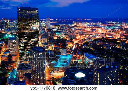 Boston at Night View Large Photo Image Stock Photo - Boston at Night. Fotosearch