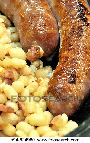 ? Botifarra amb mongetes? (grilled sausage and white beans), typical Catalan dish View Large Photo Image Stock Image - ? Botifarra amb mongetes? (grilled sausage and white beans), typical Catalan dish. Fotosearch