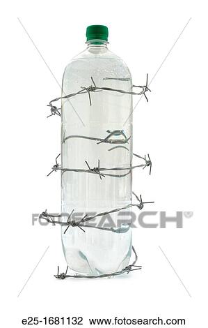 Bottled water surrounded by barbed wire View Large Photo Image Stock Image - Bottled water surrounded by barbed wire. Fotosearch