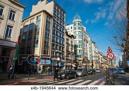 Boulevard Emile Jacomain Laan street central Brussels Belgium Europe. View Large Photo Image Picture - Boulevard Emile Jacomain Laan street central Brussels Belgium Europe.. Fotosearch