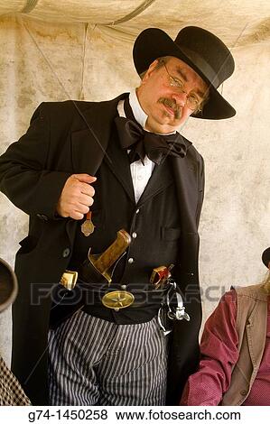 Stock Photo - Bounty Hunterwith Big Knife at Reenactment- Paul Fry. Fotosearch
