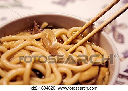 Stock Image - bowl of homemade tempura udon. Fotosearch