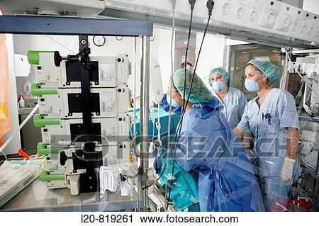 Stock Image - Box, Resuscitation unit. Hospital Universitario de Gran Canaria Doctor Negrin, Las Palmas de Gran Canaria. Canary Islands, Spain. Fotosearch