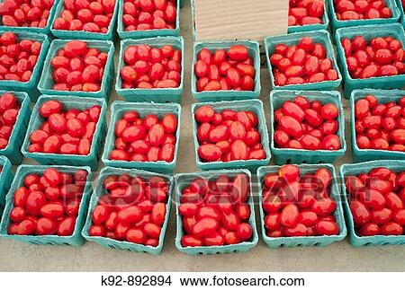 Boxes of cherry tomatoes at a Farmer's Market View Large Photo Image Picture - Boxes of cherry tomatoes at a Farmer's Market. Fotosearch