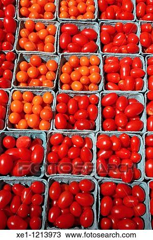 Stock Image - Boxes of tomatoes, vegetables, food.. Fotosearch