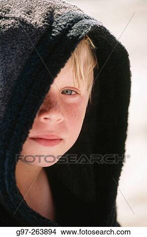 Boy in black bathrobe View Large Photo Image Picture - Boy in black bathrobe. Fotosearch