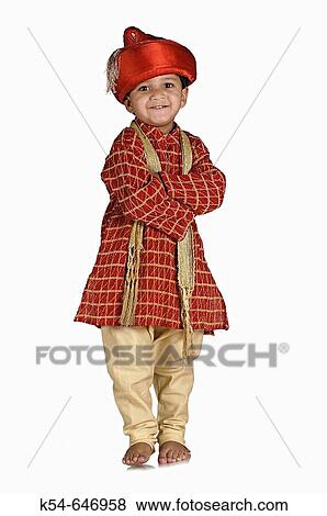 Stock Photo - Boy in traditional peshwai dress.. Fotosearch