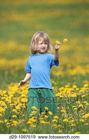 boy with long hair standing in a dandelion field View Large Photo Image Stock Photo - boy with long hair standing in a dandelion field. Fotosearch