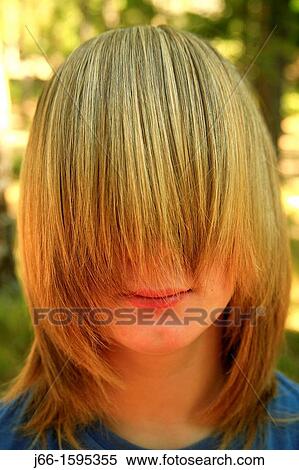 Stock Photography - boy with long hair.. Fotosearch