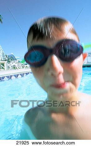 Stock Photography - Boy with swimming goggles. Fotosearch