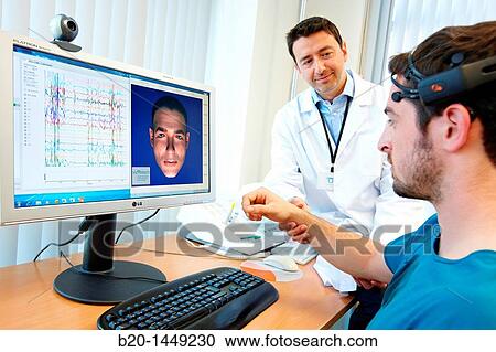 Stock Image - Brain-machine interface, Health and Biomedical applications, Vicomtech IK4, Centro de tecnologias de Interaccion Visual y Comunicaciones. Fotosearch