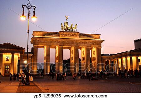Brandenburg gate at dusk Berlin View Large Photo Image Stock Photography - Brandenburg gate at dusk Berlin. Fotosearch