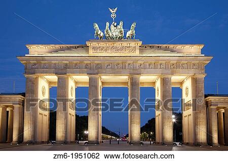 Stock Image - Brandenburg gate at night, Berlin, Germany. Fotosearch