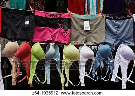 Bras and boxers on sale at street market, Spain View Large Photo Image Stock Image - Bras and boxers on sale at street market, Spain. Fotosearch