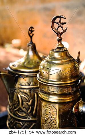 Brass kettle for tea, Movenpick Hotel, Dead Sea, Jordan, Middle East. View Large Photo Image Picture - Brass kettle for tea, Movenpick Hotel, Dead Sea, Jordan, Middle East.. Fotosearch