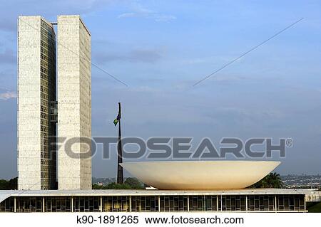 Stock Photography - Brazil, Brasilia, Government building, National congress. Fotosearch