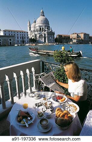 Breakfast at hotel in front of Grand Canal. Venice. Italy View Large Photo Image Stock Photograph - Breakfast at hotel in front of Grand Canal. Venice. Italy. Fotosearch