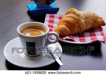 Breakfast: coffee and croissant. France View Large Photo Image Stock Photo - Breakfast: coffee and croissant. France. Fotosearch