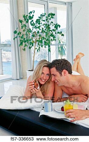 Stock Image - Breakfast in bed. Fotosearch