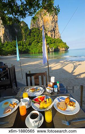Stock Photography - Breakfast Railay Bay Resort & Spa hotel Railay West Beach Railay Krabi province, Thailand. Fotosearch