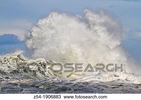 Stock Image - Breaking wave, Asturias, Spain. Fotosearch