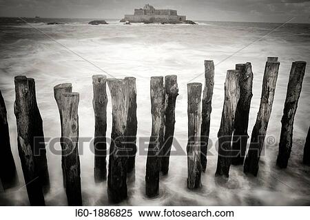 Breakwaters, Saint Malo, Brittany, France View Large Photo Image Stock Photography - Breakwaters, Saint Malo, Brittany, France. Fotosearch