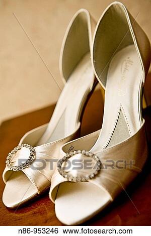 Bridal shoes View Large Photo Image Stock Photograph - Bridal shoes. Fotosearch